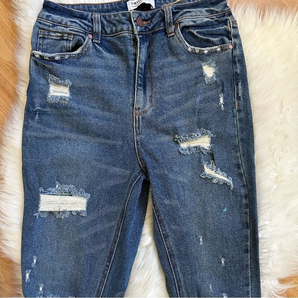 Tinsel Denim Jeans Deconstructed High Rise Size 7 - Picture 7 of 8